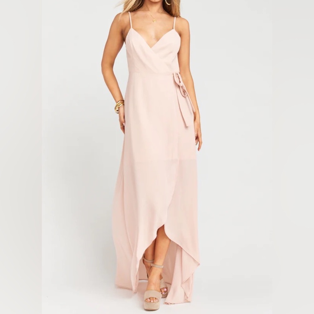 Show Me Your MuMu Meghan Wrap Dress in Dusty Blush - size medium